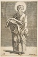 Saint Paul looking to the right and holding a sword and a book, Marco Dente Italian, Engraving