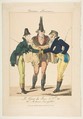 Le Goût du Jour, No. 21: Les Modernes Incroyables, from "Caricatures Parisiennes", Georges Jacques Gatine  French, Hand-colored etching