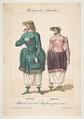 Potier et Brunet, Dans le duo des Anglaises pour Rire, from "Théâtre des Variétés", Gautier French, Etching, hand-colored