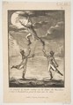 Le Général la fayette soutenu sur les batons des marechaux Lukner et Rochambeau prend la Lune avec les dents, Anonymous, French, 18th century French, Aquatint and etching