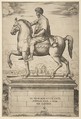 Equestrian Statue of Marcus Aurelius, Marco Dente (Italian, Ravenna, active by 1515–died 1527 Rome), Engraving