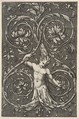 Grotesque with male figure with lower body and head of acanthus scrolls, Anonymous, Italian, 16th to early 17th century Italian, Engraving