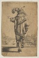 Gentleman Seen from the Back Indicating a Landscape, Anonymous, French, 17th century  French, Etching; reverse copy