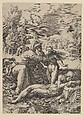 Creation of Eve, Lucas van Leyden Netherlandish, Engraving; first state