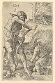 Lamech and Cain, Lucas van Leyden Netherlandish, Engraving