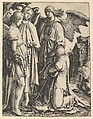 Abraham and Three Angels, Lucas van Leyden  Netherlandish, Engraving
