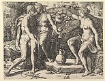 Lot and His Daughters, Lucas van Leyden  Netherlandish, Engraving; first state