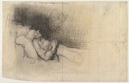 Man Dreaming, Formerly attributed to copy after Honoré Daumier (French, Marseilles 1808–1879 Valmondois), Lithographic crayon
