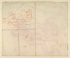 Study for the Wife and Daughters of Brutus (recto); Study of a Male Nude (verso), Jacques Louis David (French, Paris 1748–1825 Brussels), Red chalk