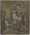 Sacrifice of Iphigenia, Charles de la Fosse (French, Paris 1636–1716 Paris), Red, black, and white chalk, on gray-brown paper
