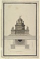 Elevation and Plan for a Round Mausoleum, Jean Charles Delafosse (French, Paris 1734–1789 Paris), Pen and black ink with brush and gray and brown wash over graphite underdrawing.