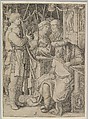 David Playing the Harp Before Saul, Lucas van Leyden  Netherlandish, Engraving; third state