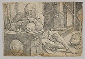 St. Jerome in his Study, Lucas van Leyden Netherlandish, Engraving; first state