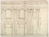 Saint Peter's, apse, exterior elevation (recto) blank (verso), Drawn by Anonymous, French, 16th century, Dark brown ink, black chalk, and incised lines