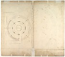 St. Peter's, drum, plan, at two levels (recto) compass (verso), Drawn by Anonymous, French, 16th century, Dark brown ink, black chalk, and incised lines