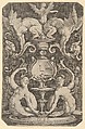 Panel of Ornament with Two Sirens, Lucas van Leyden Netherlandish, Engraving