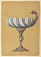 Design for Glass Renaissance Style Vessel with Metal Base, Anonymous, Czech, early 20th century  Czech, Gouache and graphite on beige paper