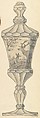 Design for Covered Glass Goblet Decorated with Stags, Anonymous, Czech, early 20th century  Czech, Ink and wash on paper