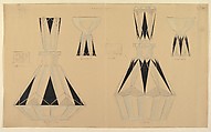 Designs for Cut Glass Decanters and Drinking Glasses, Johann Oertel & Co., Glasraffinerie Czech, Ink and watercolor and wash on beige paper