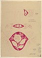 Design for Cut Glass Bottle, Anonymous, Czech, early 20th century  Czech, Purple pigment and red watercolor on beige paper (mimeograph/blue print reproductive process?)
