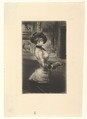 Three-quarter Length Woman in Profile at a Picture Gallery, Henri Somm French, Drypoint