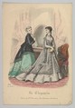 Two Women with a Mirror, No. 868, from "La Elegancia", Hélöise Leloir French, Steel engraving with hand coloring