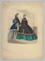 Two Women Wearing Coats, Anonymous, French, 19th century  French, Steel engraving with hand coloring