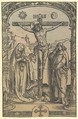 The Crucifixion used in Missale Traiectense (Utrecht Missal), Leiden, 1514, Lucas van Leyden Netherlandish, Woodcut printed on vellum with letterpress type printed in black and red on verso