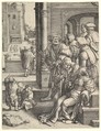 The Poet Virgil in a Basket, Lucas van Leyden (Netherlandish, Leiden ca. 1494–1533 Leiden), Engraving; first state