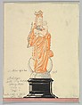 Design for a Statue of the Virgin and Child on a Crescent Moon, Anonymous, Czech, early 20th century  Czech, Ink and watercolor on cream paper
