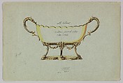 Design for a Silver Dish with Two Handles in the Form of Serpents, Anonymous, Czech, early 20th century  Czech, Ink, watercolor and gouache on gray paper