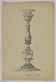 Design for a SIlver Candlestick with an Elephant, Anonymous, Czech, early 20th century  Czech, Graphite and gouache on gray paper