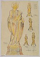 Designs for Statues of the Virgin and Child and Praying Virgin, Anonymous, Czech, early 20th century  Czech, Graphite and colored pigments on beige paper