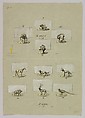 Design for SIlver Place Card Holders: Baskets of Fruits or Animals, Anonymous, Czech, early 20th century  Czech, Ink and gouache on gray green paper