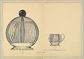 Design for a Silver Lidded Bowl and Matching Cup, Anonymous, Czech, early 20th century  Czech, Ink, wash and gouache on cream paper