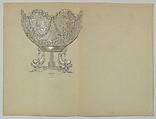 Alternate Designs for a Garlanded SIlver Dish Supported either by a Pheasant or Dolphins, Anonymous, Czech, early 20th century  Czech, Graphite and gouache on gray paper