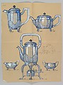 Design for a Silver Coffee and Tea Service, Anonymous, Czech, early 20th century  Czech, Ink and gouache on yellow beige paper
