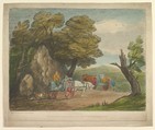 Wooded Landscape with Two Country Carts and Figures, Thomas Gainsborough  British, Hand-colored soft-ground etching and aquatint; second state of two