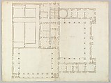 Unidentified building, plan (recto) blank (verso), Drawn by Anonymous, French, 16th century, Dark brown ink, black chalk, and incised lines