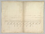 Unidentified, ceiling plan (recto) Pont du Gard, perspective elevation (verso), Drawn by Anonymous, French, 16th century, Dark brown ink, black chalk, and incised lines