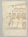 Bastione Ardeatino, Rome, plan and section (recto) Bastione Ardeatino, Rome, plans (verso), Drawn by Anonymous, French, 16th century, Dark brown ink, black chalk, and incised lines