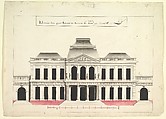 Elevation for a Town House or a Municipal Building, Renaud, Pen and gray and black ink, brush and gray, black, and rose wash