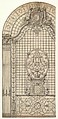 Design for the Wrought-Iron Entrance Grille of a Chapel, Gilles-Marie Oppenord (French, Paris 1672–1742 Paris), Pen and gray ink, brush and gray, brown, red, and blue wash