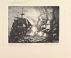 Constitution and Gueriere, Charles Ernest Pont  American, Lithograph