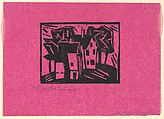 Houses (Hauser), Lyonel Charles Feininger American, Woodcut on pink paper