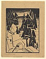 Mountain Village with fir trees (Gebirgsdorf mit Tannen), Lyonel Charles Feininger American, Woodcut