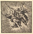 Two Angels or Winged Genii Carrying Torches, Battista Franco  Italian, Etching and engraving