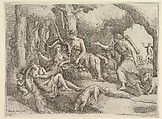 Diana resting with her nymphs, Battista Franco  Italian, Etching