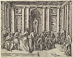 Christ among the Doctors, Battista Franco  Italian, Etching and engraving (first state)