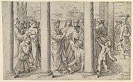 St. Peter and St. John healing the lame man at the gate of the temple, Battista Franco  Italian, Etching  (second state)